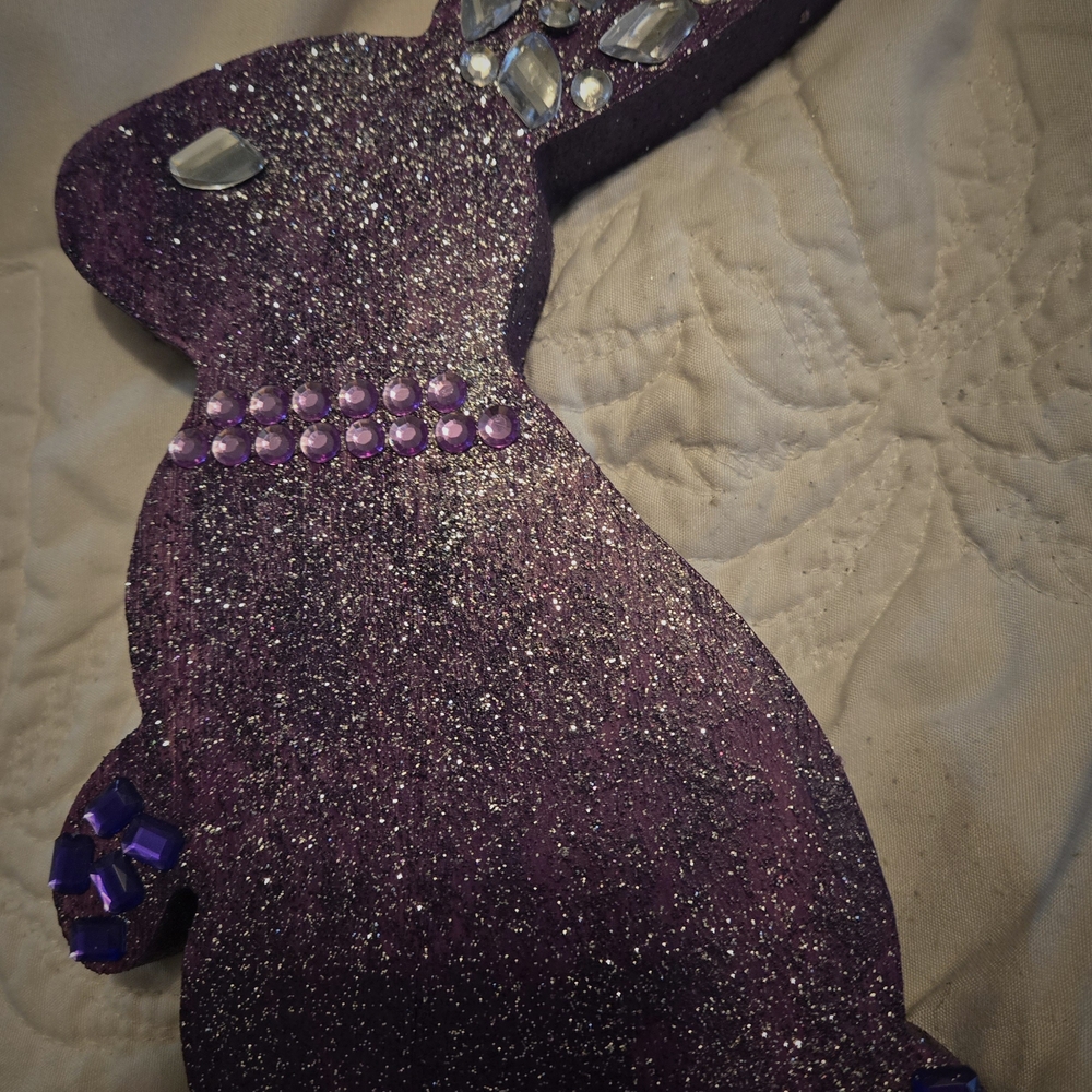 Purple Glitter Bunny Decor